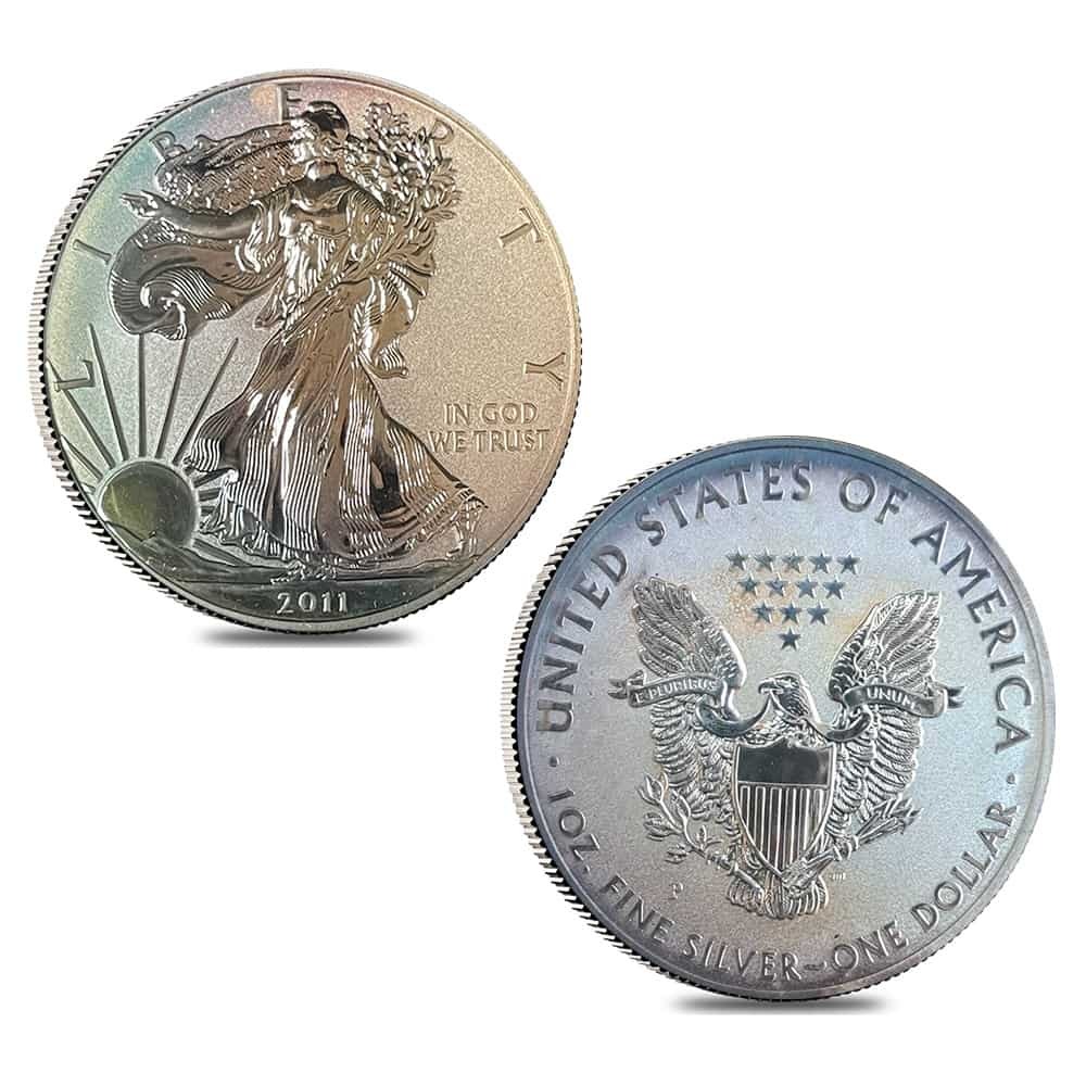 2011 1 oz Silver American Eagle 25th Anniversary 5-Coin Set (w/Box & COA) thumbnail 2