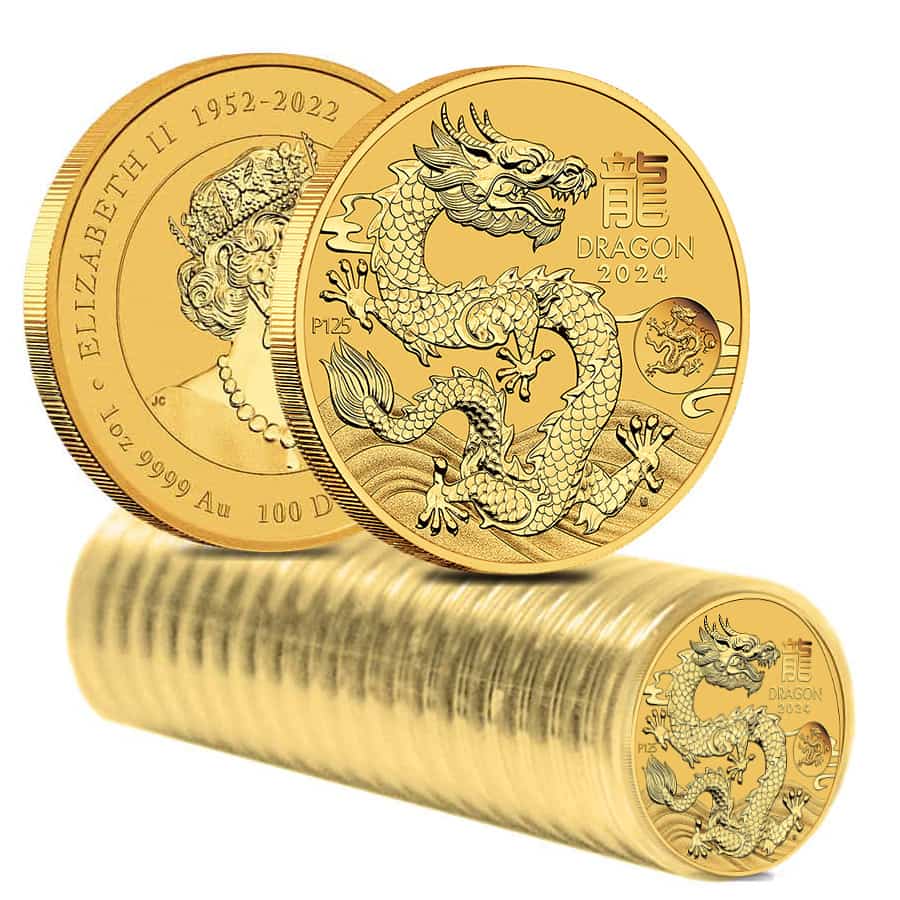 2024 1 oz Gold Lunar Dragon with Dragon Privy BU Perth Mint thumbnail 4