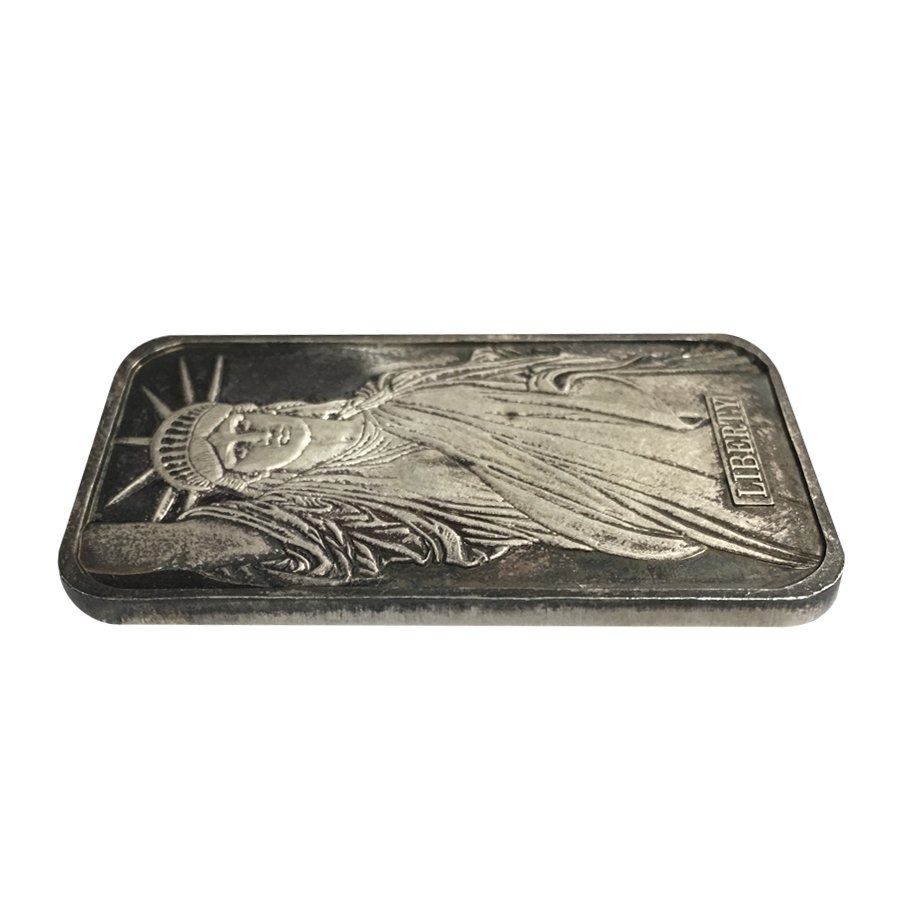 1 oz Johnson Matthey MTB Statue of Liberty Silver Vintage Bar .999 Fine thumbnail 3