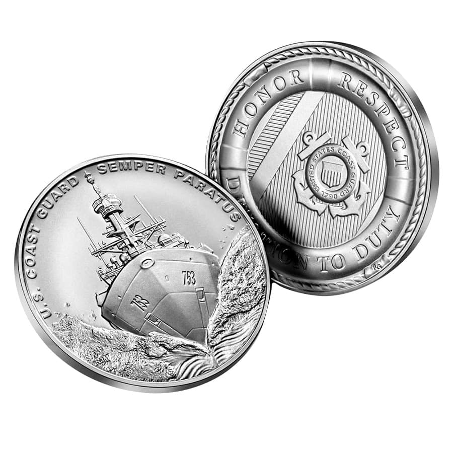 1 oz US Coast Guard Silver Medal (w/Box & COA) thumbnail 4