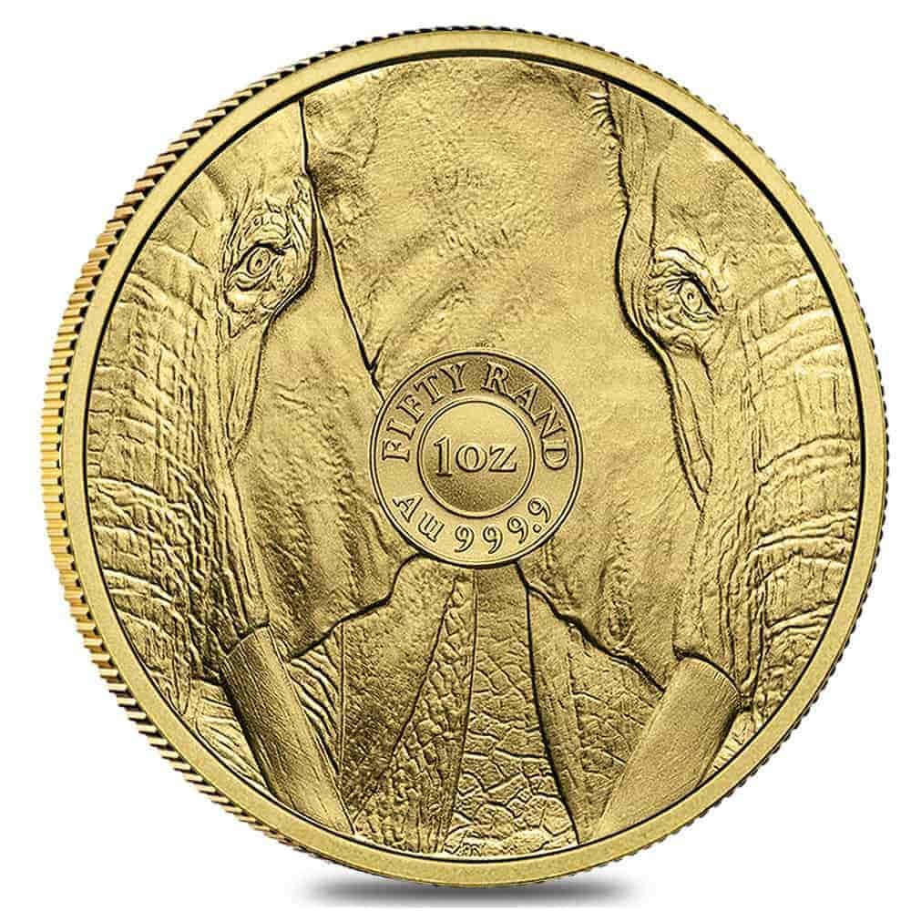 South Africa 1 oz Big Five Elephant Gold Coin .9999 Fine BU (Random Year) thumbnail 2