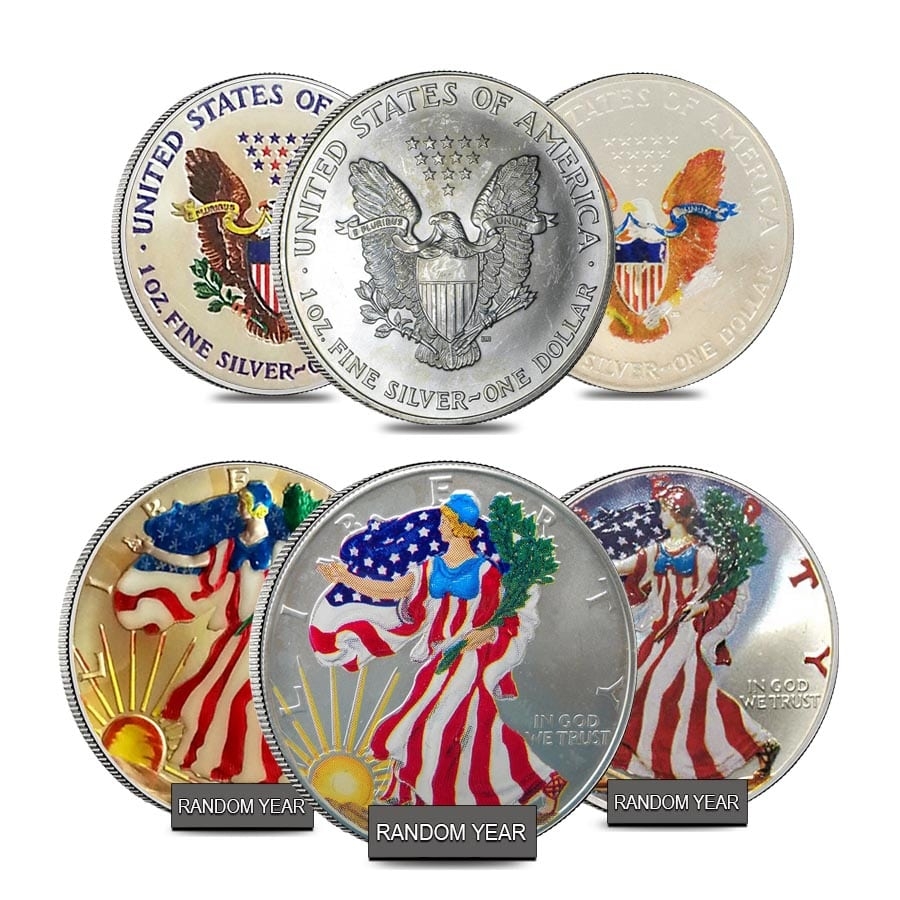 1 oz Silver American Eagle $1 Colorized Coin (Random Year) thumbnail 2