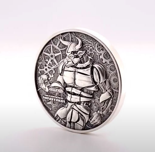 2022 Chad 2 oz Silver Mechanized Minotaur Antiqued High Relief Coin .999 Fine (w/Box) thumbnail 2