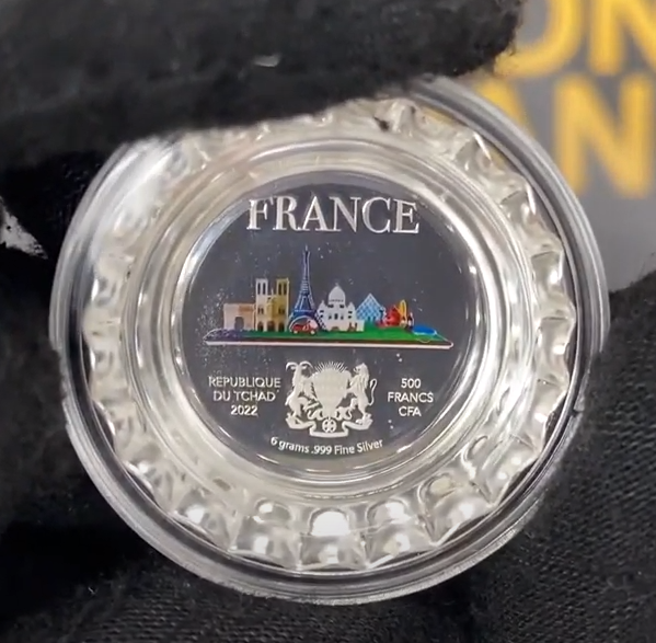 2022 Chad 6 gram World Landmarks - France Bottle Cap Proof Silver Coin .999 Fine (In Cap) thumbnail 2