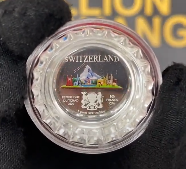 2022 Chad 6 gram World Landmarks - Switzerland Bottle Cap Proof Silver Coin .999 Fine (In Cap) thumbnail 2