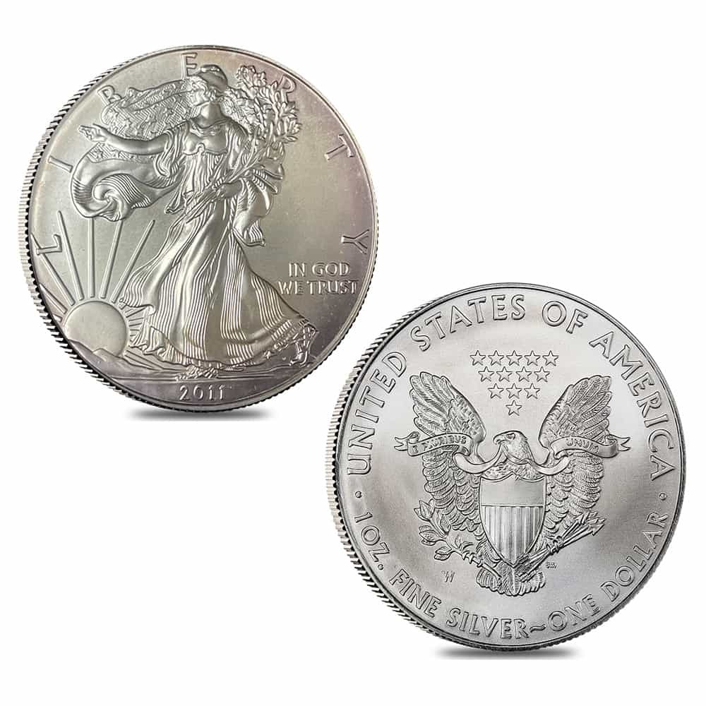 2011 1 oz Silver American Eagle 25th Anniversary 5-Coin Set (w/Box & COA) thumbnail 3