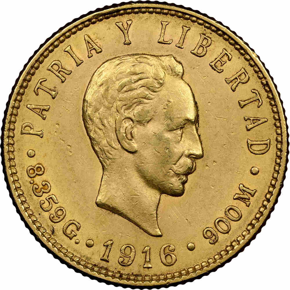 1916 5 Pesos Jose Marti Gold Coin NGC AU 58 thumbnail 3