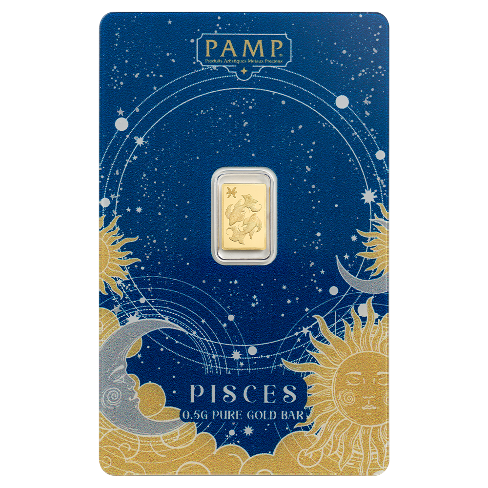 1/2 Gram PAMP Suisse Pisces Zodiac Gold Bar (in Assay) thumbnail 2