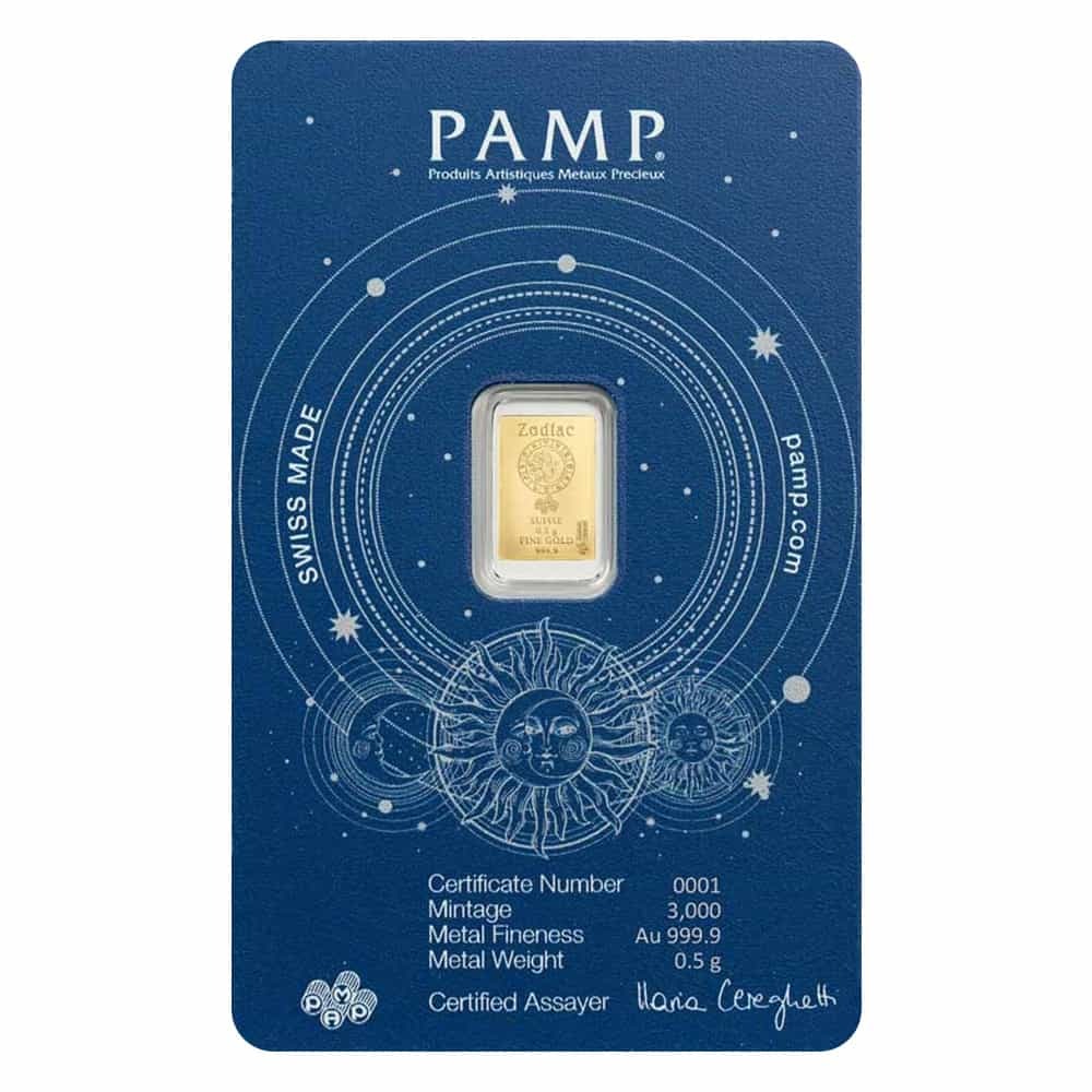 1/2 Gram PAMP Suisse Scorpio Zodiac Gold Bar (in Assay) thumbnail 3